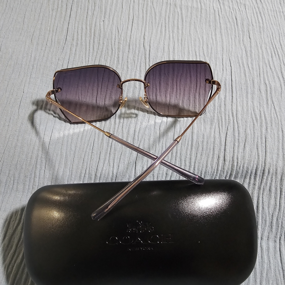 Coach Women's Sunglasses in Gold and Purple - Picture 3 of 3